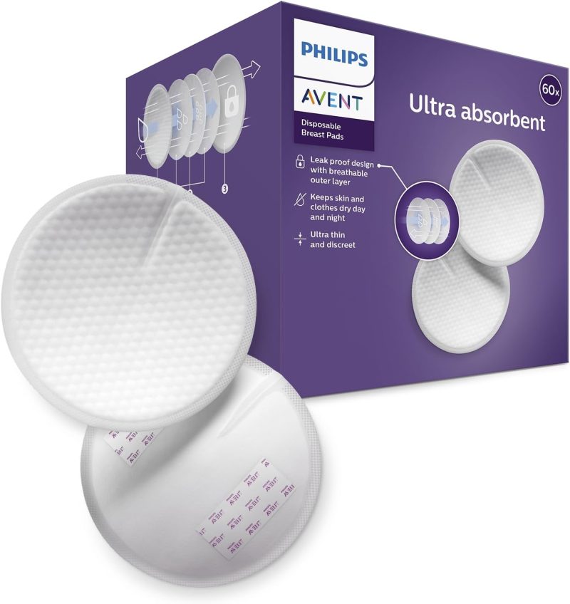 Philips Avent Disposable Breast Pads, SCF254/61, (Pack of 60) Transparant