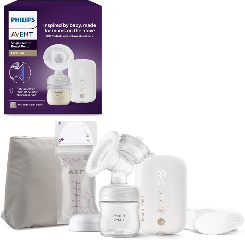 Philips Avent Single Electric Breast Pump, Hospital Strength, Quiet and Rechargeable Motor for a Discreet Experience Anywhere You are, Travel Bag, Model SCF396/31