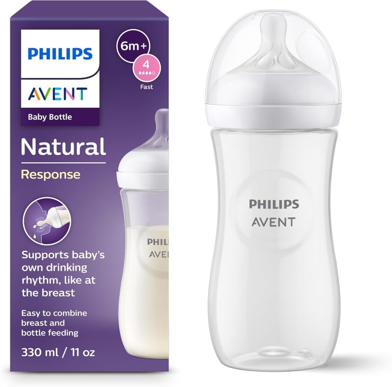 Philips Avent Natural Response Baby Bottle - 330ml Baby Milk Bottle, BPA Free for Babies 1 Month+ (Model SCY906/01)