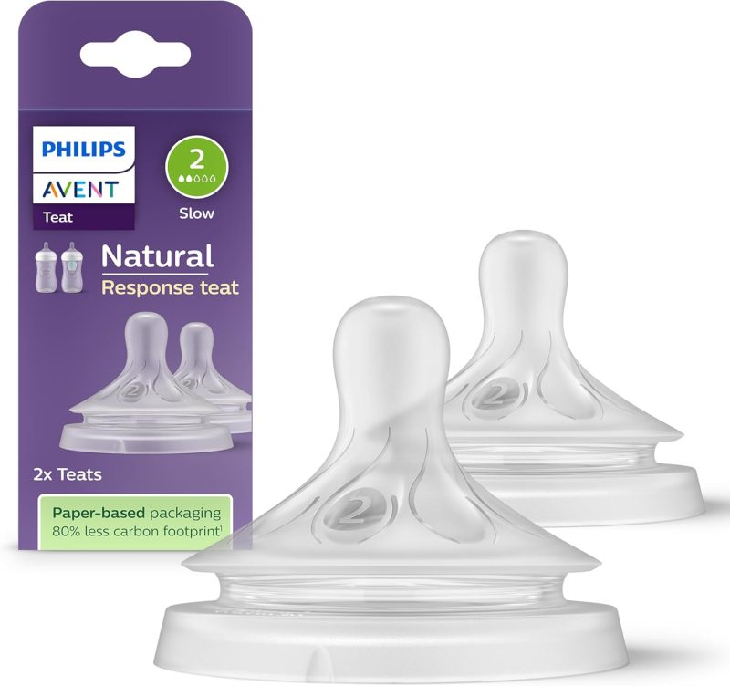 Philips Avent Natural Response Bottle Teat - 2 x Baby Bottle Flow 2 Teats for Newborn Babies, 0+ Months, BPA Free (Model SCY962/02)