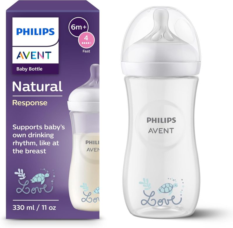 Philips Avent, Natural Response Baby Bottle 330 ml with Flow 4 (3 m+ Teat), SCY906/11