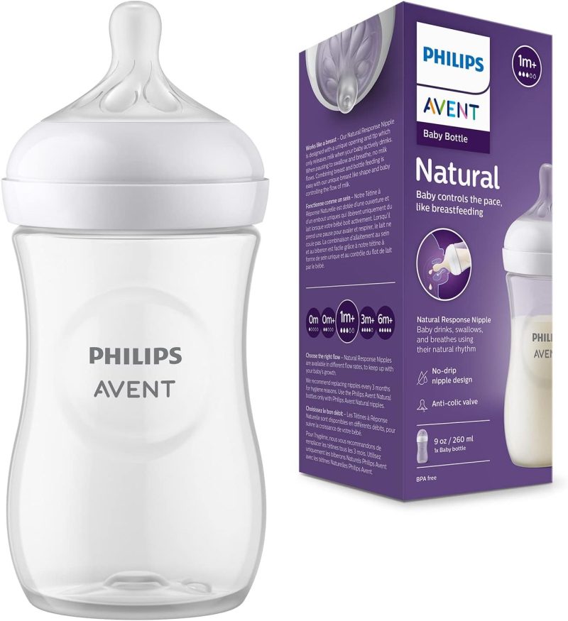 Philips Avent Natural Response Baby Bottle - 260ml Baby Milk Bottle for Newborns and Up, BPA Free, 1+ Months (Model SCY903/01)