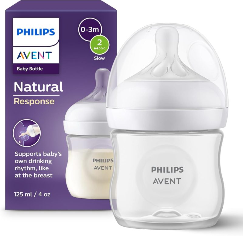Philips Avent Natural Response Baby Bottle - 125ml Baby Milk Bottle for Newborns and Up, BPA Free, 0+ Months (Model SCY900/01)