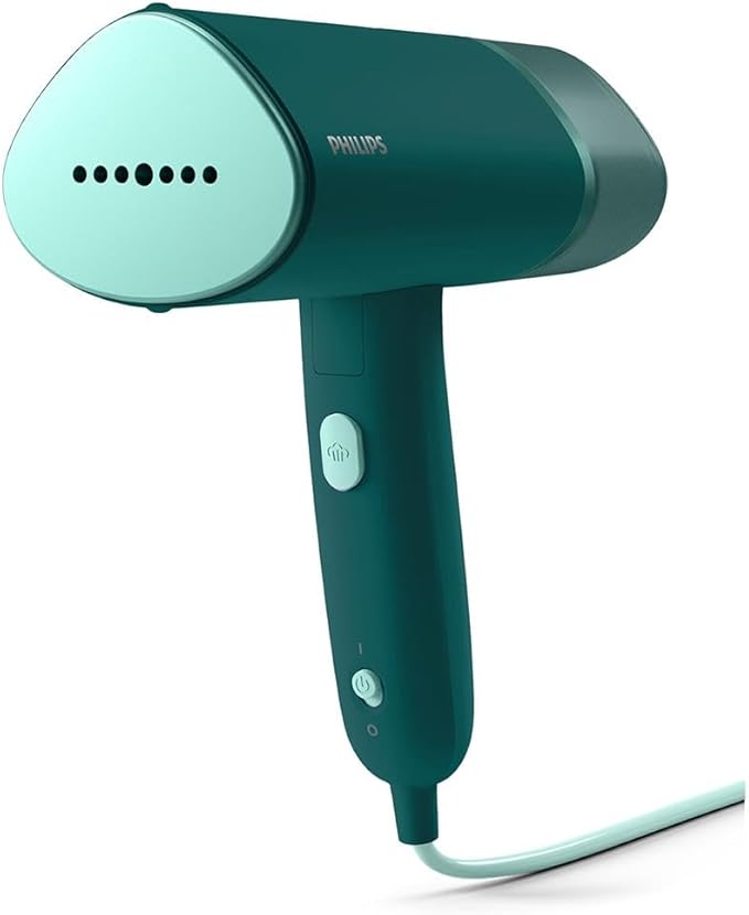 Philips Portable Steamer 3000 Series - 1000 W, Compact and Foldable, Constant Steam Output 20 g/min, No Ironing Board Required, Dark Green (STH3020/70)