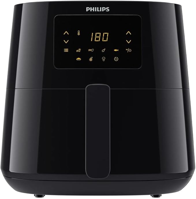 Philips Essential Airfryer XL - 6.2 L, 1.2 Kg, 2000 watt, 7 cook presets, Recipes (NutriU app), Digital display, Rapid Air Technology, Black (HD9270/90)