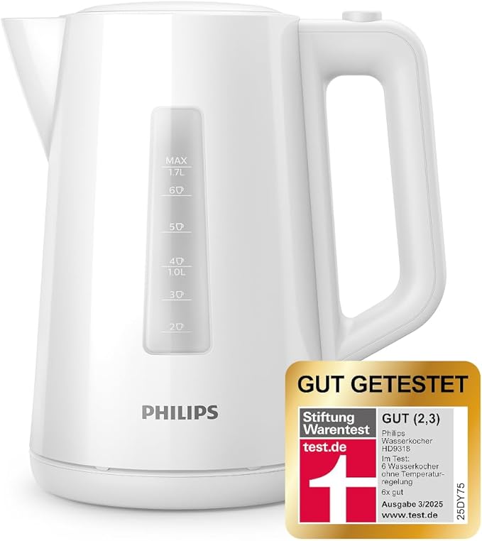 Philips Kettle - 1.7 L Capacity with Control Indicator, Pirouette Base, White (HD9318/00)