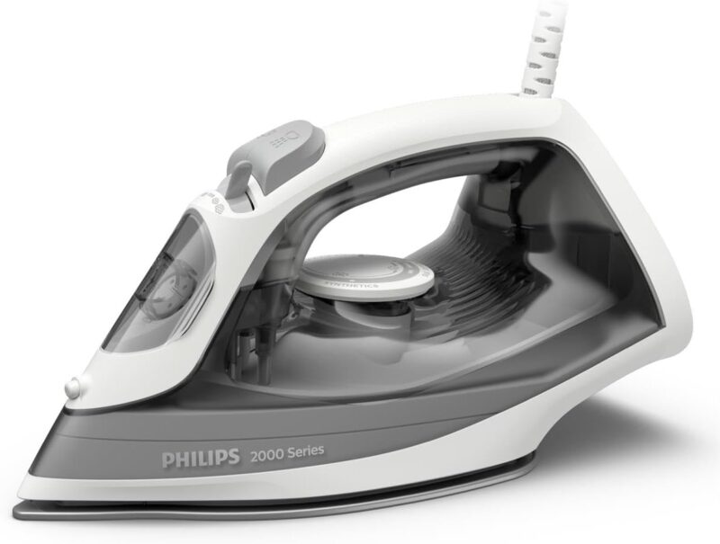 Philips 2000 Series Steam Iron - Up to 25 g/min Continuous Steam. 2000 W. 250 ml Water Tank. Quick Decrease. 4 Steam Levels. Ceramic Sole. Lightweight for Easy Ironing. Grey (DST2020/80)
