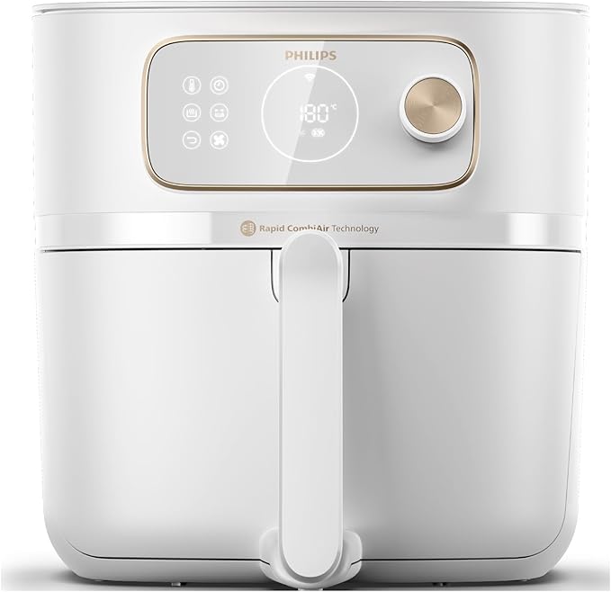 Philips Airfryer Combi 7000 Series XXL - 8.3 L (2 kg), 22-in-1 Hot Air Fryer, WiFi Connection, 99% Less Fat Administration** with Rapid CombiAir, HomeID App, White (HD9876/20)