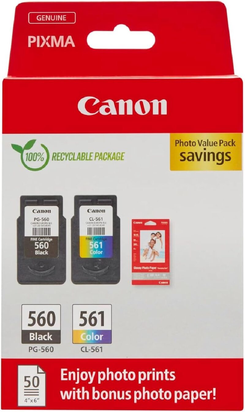 Canon PG-560 / CL-561 Genuine Ink Cartridges, Pack of 2