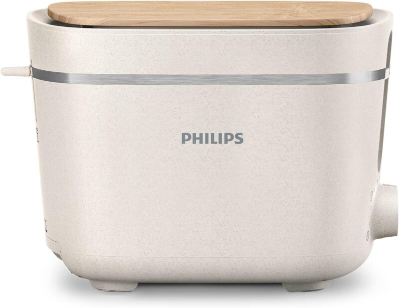Philips HD2640/10 Conscious Collection Organic 100% Recycled Plastic Toaster, 8 Levels of Browning, Cream