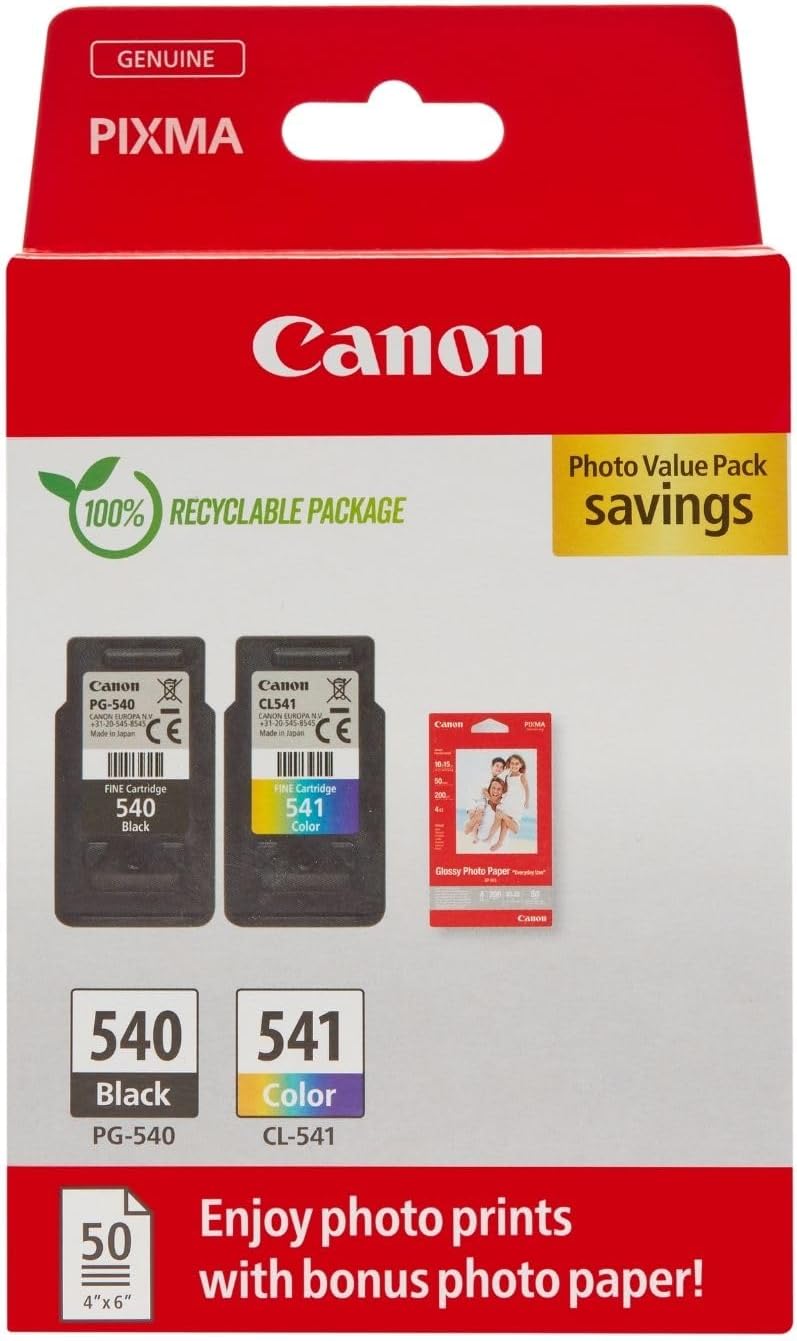 Canon PG-540 / CL-541 Genuine Ink Cartridges, Pack of 2