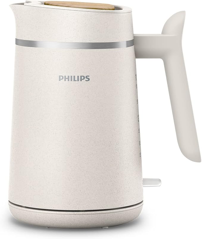 Philips Kettle - Eco Conscious Edition, 1.7 L Capacity, Control Display, Pirouette Base, Made from Used Food Oil, Satin White Matt (HD9365/10)