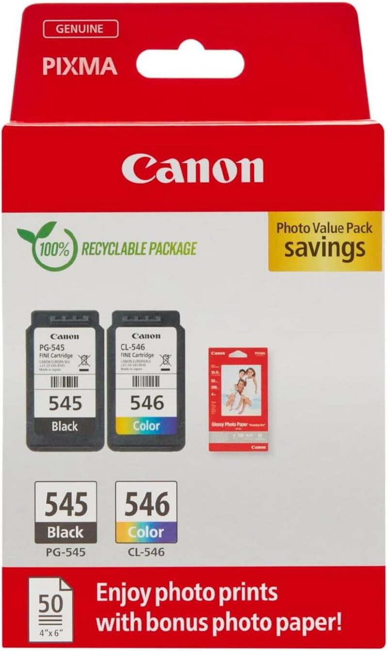 Canon PG-545 / CL-546 Genuine Ink Cartridges, Pack of 2