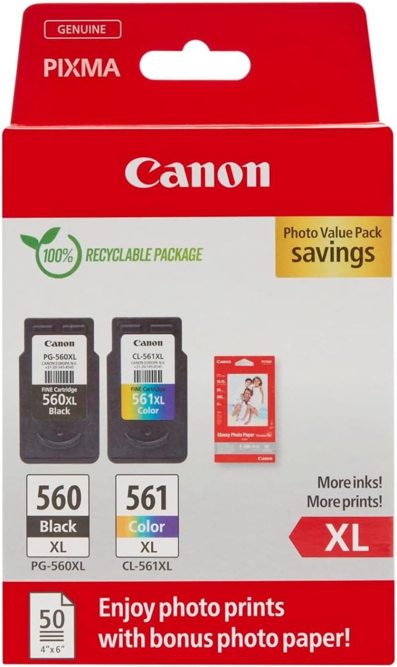 Canon PG-560XL / CL-561XL High Yield Genuine Ink Cartridges, Pack of 2