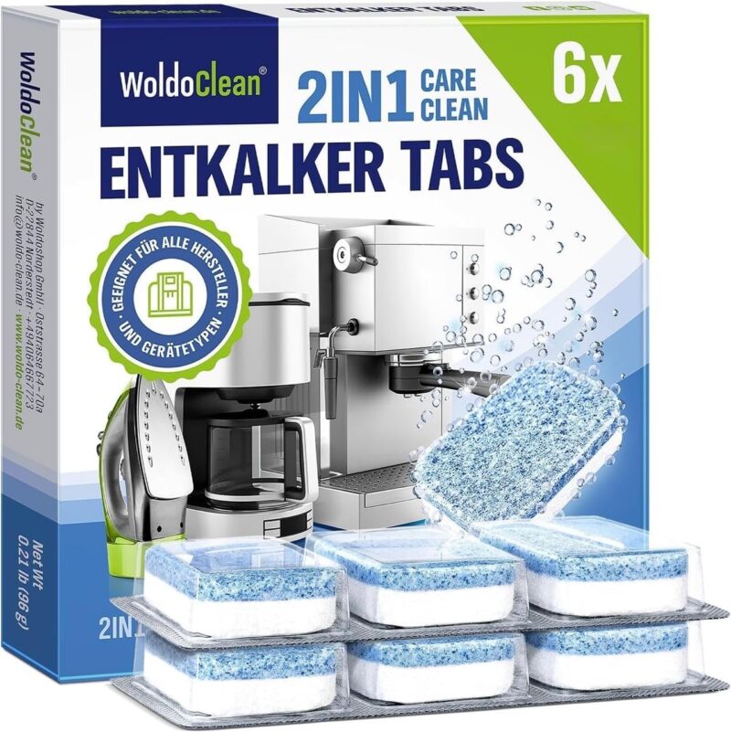2-in-1 descaling tablets for fully automatic coffee machines - removes limescale, protects against corrosion and extends the life of the machine, 6 limescale tablets