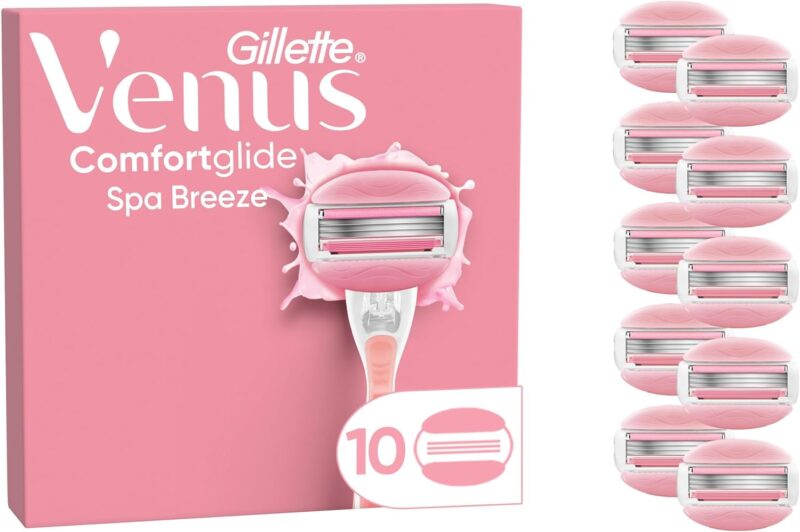 Gillette Venus ComfortGlide Spa Breeze Women's Razor Blades - 10 Replacement Blades for Ladies Razors