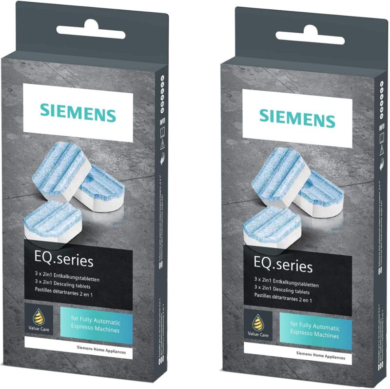 Siemens TZ80002 Descaling Tablets for All EQ Fully Automatic Coffee Machines, Pack of 2 x 3
