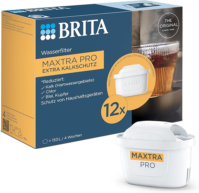 BRITA Maxtra Pro Extra Limescale Protection Water Filter Cartridge (Pack of 12) Year Pack, Original Replacement Water Filter for All BRITA Jugs, Filters Limescale, Ultimate Device Protection