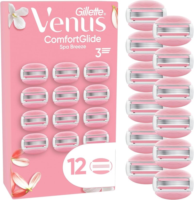 Gillette Venus ComfortGlide Spa Breeze Women's Razor Blades - 12 Replacement Blades for Ladies Razors