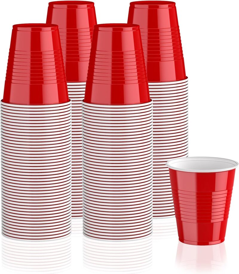 Lilymicky 240 Pack 12 oz Disposable Plastic Cups, Red Party Plastic Cups for Parties, Picnics and BBQ