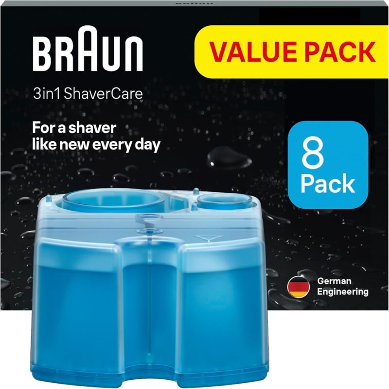 Braun 3-in-1 ShaverCare Cleaning Cartridges for Cleaning Stations - Original Cartridges Pack of 8