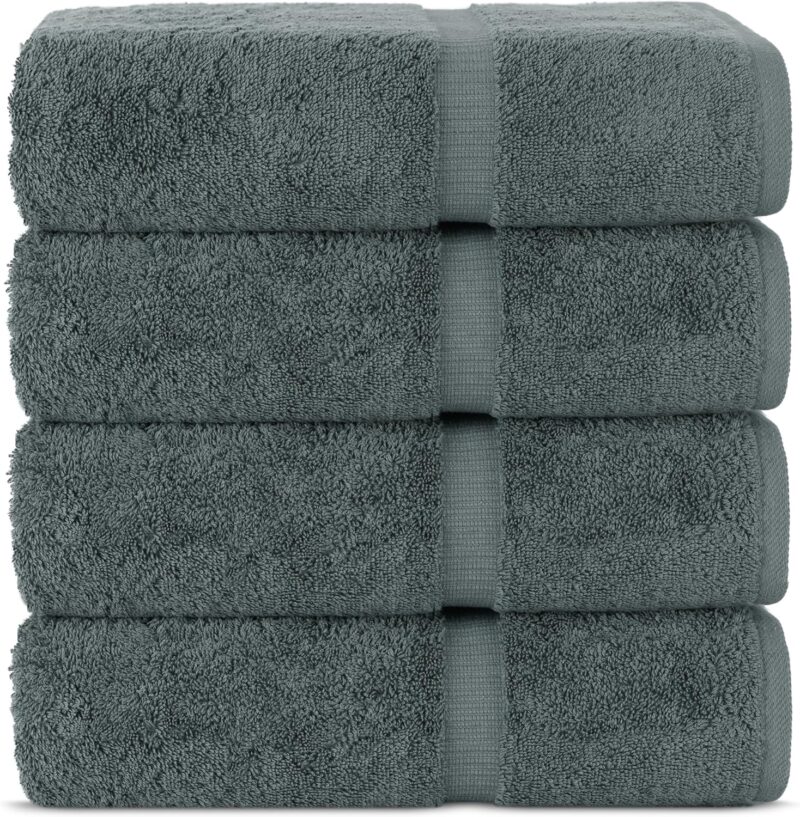 Chakir Turkish Linens | Hotel & Spa Quality 100% Cotton Premium Turkish Towels | Soft & Absorbent (4-Piece Bath Towels, Dark Gray)