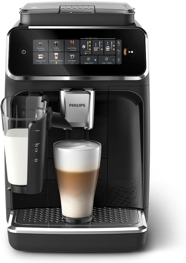 Philips 3300 Series Fully Automatic Espresso Machine with LatteGo Milk System and integrated grinder, 6 Hot & Iced Coffee Pre-Sets
