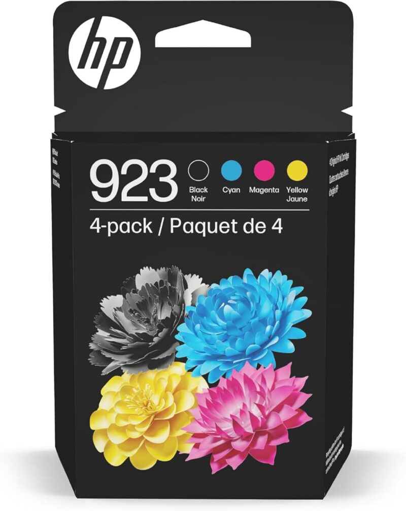 HP 923 Black, Cyan, Magenta, Yellow Ink Cartridges (4-Pack)