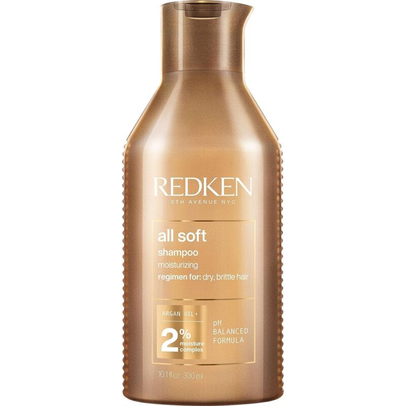 Redken All Soft Shampoo - Moisturizes & Hydrates Dry, Brittle Hair, Gently Cleanses and Softens, With Argan Oil, Safe For Color-Treated Hair