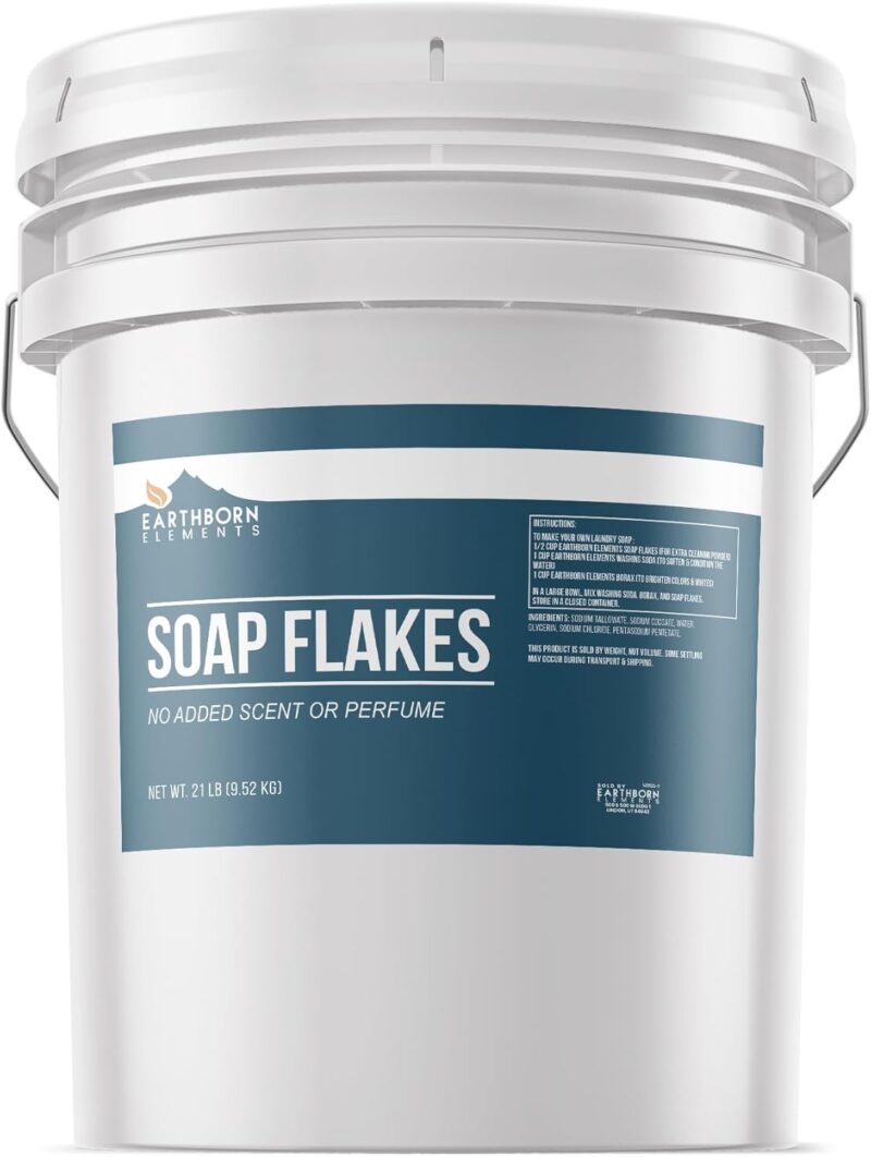 Earthborn Elements Soap Flakes 5 Gallon Bucket, Homemade Laundry Detergent, Unscented